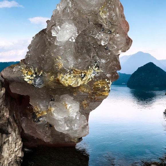 Stunning Smokey Quartz Hematite Gold Rutile Raw Mineral   🇧🇷 Collectors Piece - Picture 2 of 12